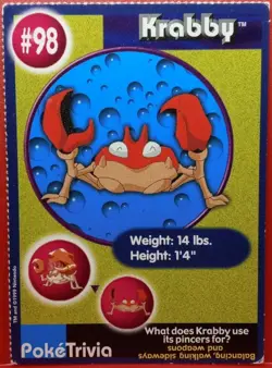 Krabby #98 - POKETRIVIA POKEMON THE FIRST MOVIE CARD BURGER KING ID212 - Image 1