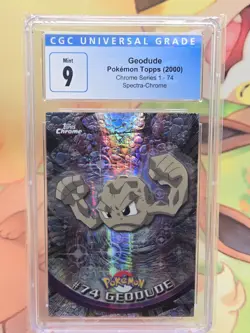 2000 TOPPS CHROME POKEMON T.V. SPECTRA #74 GEODUDE CGC 9 Blue Label - Image 1
