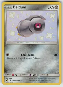 Beldum SV30/SV94 Shiny Rare Hidden Fates Shiny Vault Pokemon Holo Near Mint - Image 1