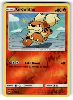 Growlithe 21/149 Common SM Base Set Reverse Holo Pokemon Lightly Played - Image 1