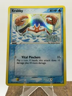 2006 Krabby Pokemon Crystal Guardians Reverse Holo Stamped 54/100 - Image 1