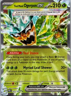Teal Mask Ogerpon ex 025/167 Twilight Masquerade Double Rare Pokemon - Image 1