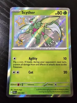 Pokemon TCG Scyther 95/91 Baby Shiny Paldean Fates NM Holo Rare English - Image 1