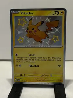 Pokemon TCG Pikachu 131/091 SV Paldean Fates Shiny Rare Holo EN HP70 2024 - Image 1