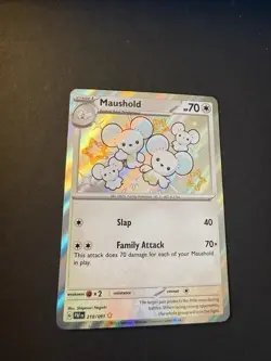 Pokemon TCG Maushold 210/091 SV Paldean Fates Full Art Holo Shiny Rare EN - Image 1