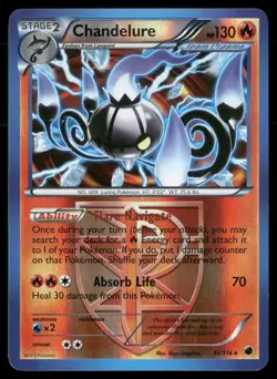 Chandelure 16/116 Holo Rare Plasma Freeze Pokemon Reverse Holo MP - Image 1