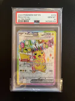 Graded Pokemon - Pikachu EX 219/191 Surging Sparks Full Art Rare PSA 10 Gem Mint - Image 1