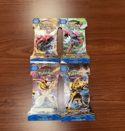 Pokemon XY Breakpoint Sleeved Booster Pack Art Set Sealed (4 Sleeved Packs) - Image 1