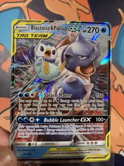 Pokemon TCG Blastoise & Piplup GX Tag Team Cosmic Eclipse 38/236 - Image 1