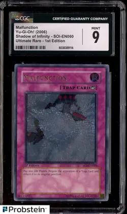 2006 Yu-Gi-Oh! Shadow of Infinity SOI-EN060 Malfunction UR 1st Ed CGC 9 - Image 1