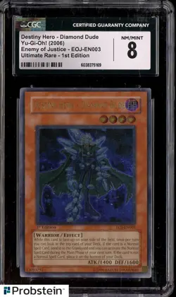 2006 Yu-Gi-Oh! Enemy of Justice EOJ-EN003 1st Ed Destiny Hero Diamond Dude CGC 8 - Image 1