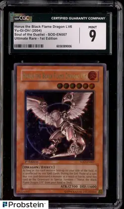 2004 Yu-Gi-Oh! EN007 Horus The Black Flame Dragon LV6 1st Ed CGC 9 MINT - Image 1