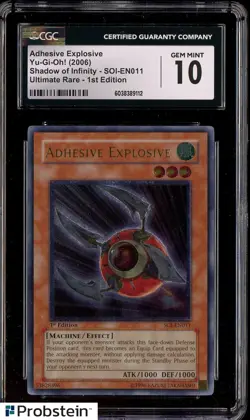 2006 Yu-Gi-Oh! Shadow of Infinity SOI-EN011 Adhesive Explosive UR 1st Ed CGC 10 - Image 1