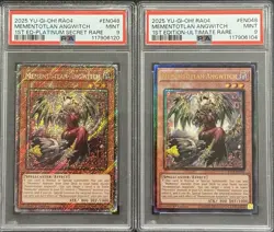 2025 PSA 9 YUGIOH RA04 PLATINUM & ULTIMATE RARE MEMENTOTLAN ANGWITCH SET - Image 1