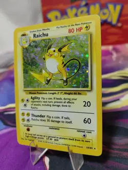 Pokemon TCG Base Set Raichu Holo Card 14/102 Unlimited Holo Rare LP/MP CONDITION - Image 2