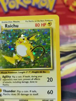 Pokemon TCG Base Set Raichu Holo Card 14/102 Unlimited Holo Rare LP/MP CONDITION - Image 4