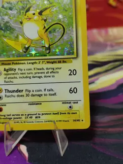 Pokemon TCG Base Set Raichu Holo Card 14/102 Unlimited Holo Rare LP/MP CONDITION - Image 5