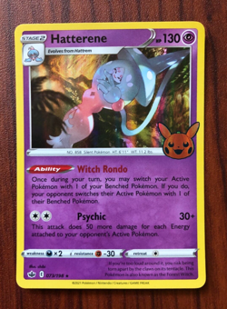 HATTERENE Trick or Trade BOOster Pokemon Halloween TCG Holo Foil Card 073/198 - Image 1