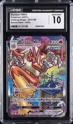 2021 POKEMON CHILLING REIGN ALTERNATE ART #201 BLAZIKEN VMAX CGC 10 GEM MINT - Image 1