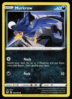 Murkrow 106/195 Common Silver Tempest Pokemon Near Mint - Image 1