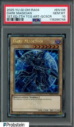 2025 Yu-Gi-Oh! RA04 1st Ed. 7th TCG ART-QCSCR #EN106 Dark Magician PSA 10 - Image 1