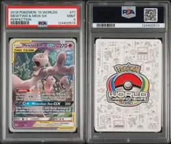 2019 POKEMON WORLD CHAMPIONSHIPS PROMO #71 MEWTWO & MEW GX WORLD CHAMP PSA 9 - Image 2