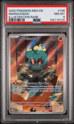 2025 Pokemon Meg En-Mega Evolution #146 Marshadow Illustration Rare PSA 8 - Image 1