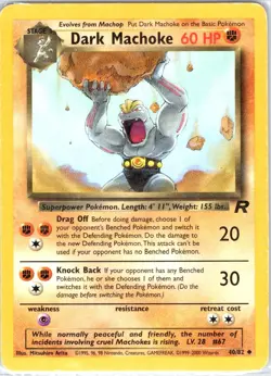 Dark Machoke 40/82 Uncommon Team Rocket Pokemon Unlimited Damaged - Image 1