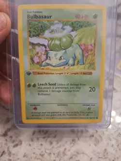 Bulbasaur 44/102 Common Base Set Shadowless Pokemon 1st Edition great condition - Image 1