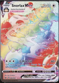 Pokemon Company Snorlax VMAX 206/202 Secret Rare Full Art Holo EN PX - Image 1