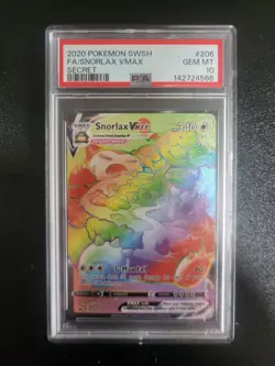 2020 Sword & Shield Snorlax VMAX Full Art #206 PSA 10 Secret FA Holo Rare - Image 1