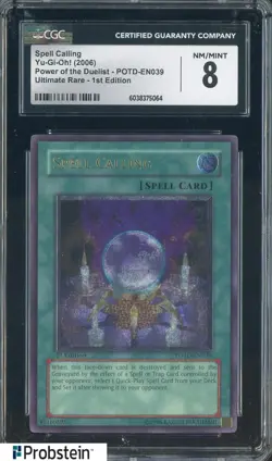 2006 Yu-Gi-Oh! Power of Duelist EN039 Spell Calling Ultimate Rare 1st Ed CGC 8 - Image 1