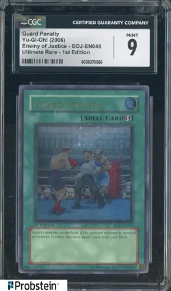 2006 Yu-Gi-Oh! Enemy of Justice #EN045 Guard Penalty Ultimate 1st ed CGC 9 - Image 1