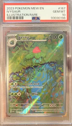 Ivysaur 2023 Pokemon Mew EN-151 Illustration Rare IR #167 Holo PSA 10 - Image 1