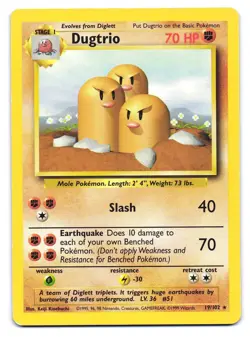 Dugtrio 19/102 Rare Base Set Unlimited Pokemon MP - Image 1