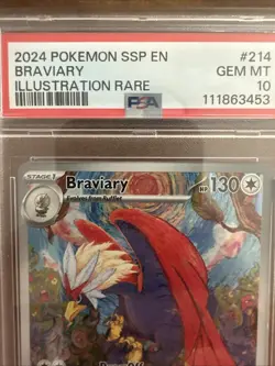 Pokemon Braviary 210 PSA 10 Gem Mint 2024 SSP en Illustration Rare - Image 3