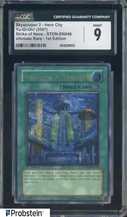 2007 Yu-Gi-Oh! Strike of Neos EN048 Skyscraper 2 Hero City 1st Ed CGC 9 MINT - Image 1