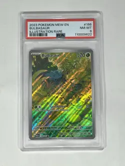 PSA 8 Bulbasaur Pokemon 151 166/165 Illustration Rare Full Art EN 2023 Holo - Image 1