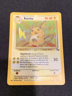 Pokemon Raichu - 14/62 - Holo Unlimited - Fossil Unlimited TCG - Image 1