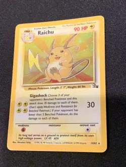 Pokemon Raichu - 14/62 - Holo Unlimited - Fossil Unlimited TCG - Image 3