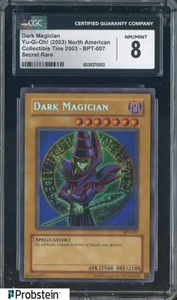 2003 Yu-Gi-Oh! Collectible Tins BPT-007 Dark Magician Secret Rare CGC 8 - Image 1