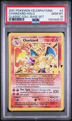 2021 Pokemon SWSH Celebrations Charizard Classic Holo #4/102 PSA 10 - Image 1