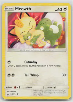 Meowth 147/214 Common Unbroken Bonds Pokemon Moderately Played - Image 1