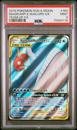 Magikarp & Wailord Gx Team Up Psa 9 Pokemon Sun Moon 160/181 - Image 3
