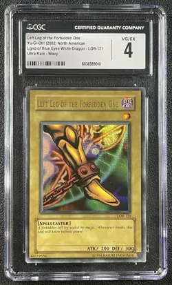 LEFT LEG OF THE FORBIDDEN ONE CGC 4 2002 YU-GI-OH! BLUE EYES WHITE DRAGON WAVY 0 - Image 1