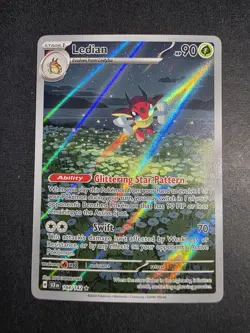 Ledian Stellar Crown Pokemon TCG Full Art Holo Card 144/142 Illustration Rare NM - Image 1