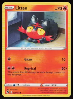 Litten 030/195 Common Silver Tempest Pokemon NM - Image 1