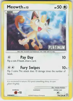 Meowth 106/146 Holo Promo Burger King Promos Pokemon Reverse Holo HP - Image 2