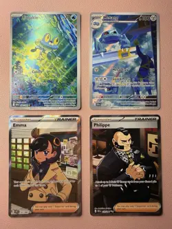 Pokemon TCG Lot of 4 - Chaos Rising - Froakie IR, Metang IR, Emma, & Philippe - Image 1