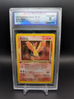 DSG 8 Moltres Holo 1st Edition Fossil 12/62 Pokemon 2000 NM-Mint - Image 1
